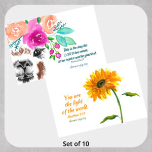 Llama and Sunflower Flat Cards